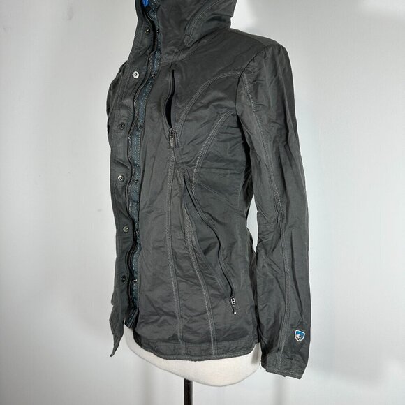 Kuhl Women's Sz XS Projekt Jacket Full Zip Hooded Dynawax Water Resistant Gray - Picture 2 of 14
